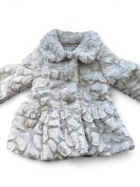 Calvin Klein Jeans Girls' Gray Faux Fur Peplum Coat Size 18 Months